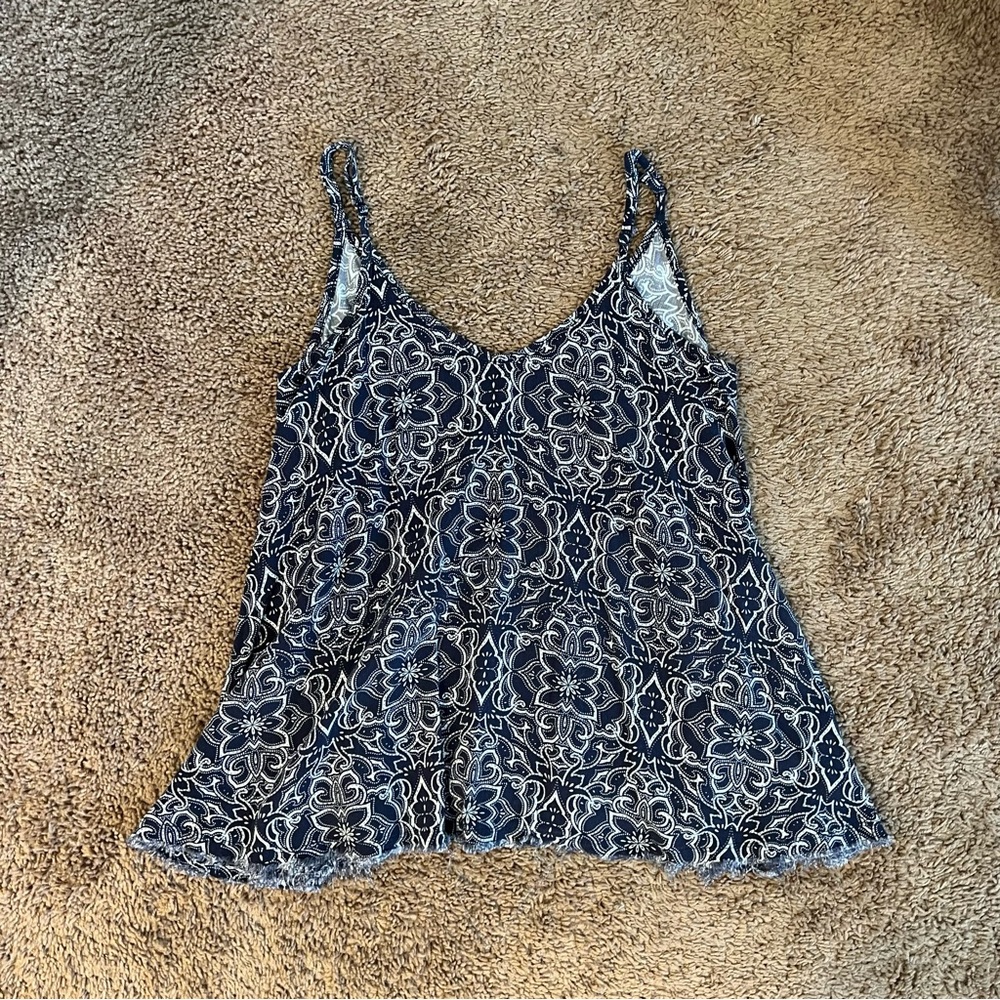 Altar'd state navy blue pattern flowy tank top